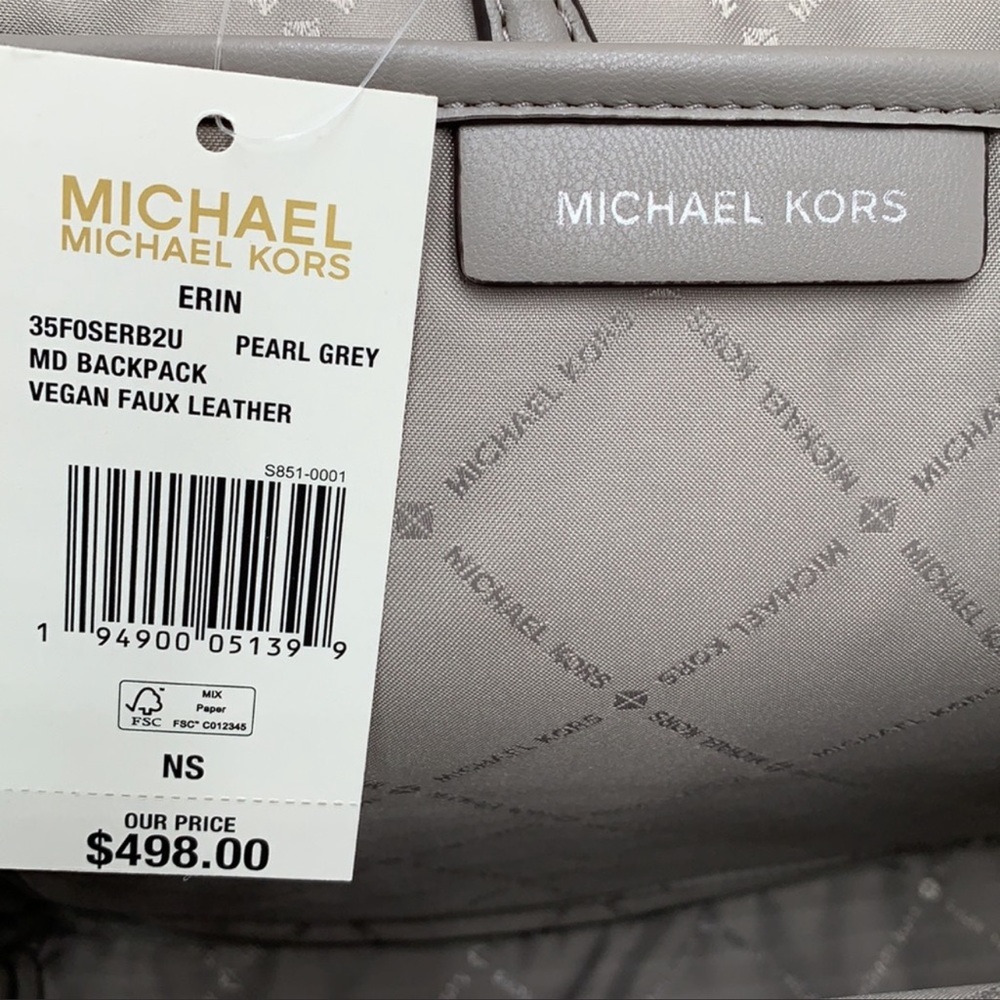 MICHAEL KORS ERIN MEDIUM BACKPACK PEARL GREY - Picture 14 of 16